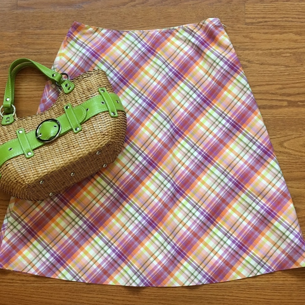 Talbots summer plaid cotton skirt